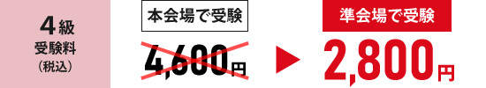 英検4級の受検料2800円