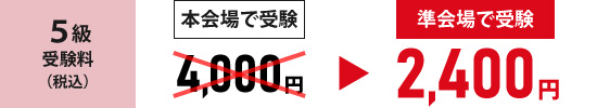 英検5級の受検料2400円