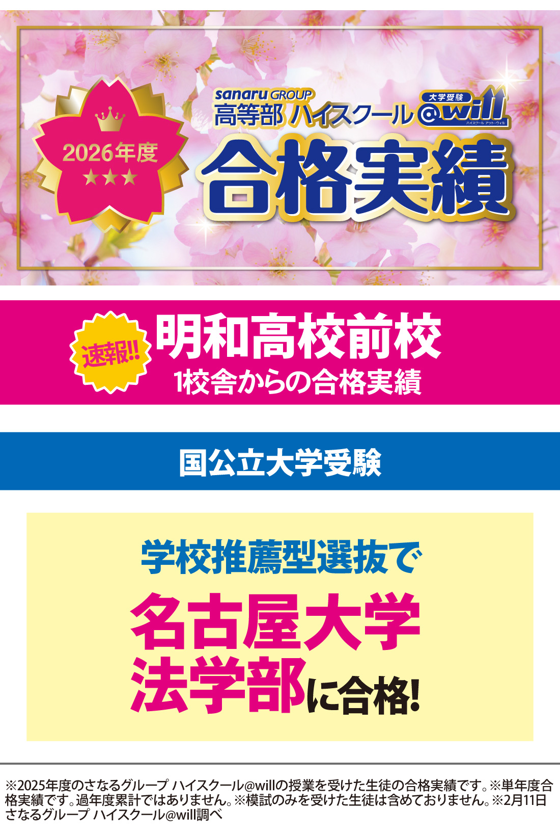 2026年度 大学入試 合格実績