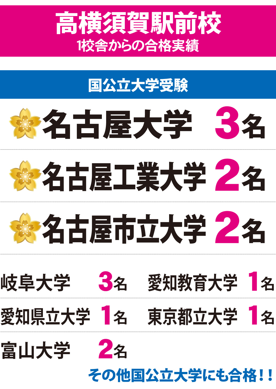 2026年度 大学入試 合格実績